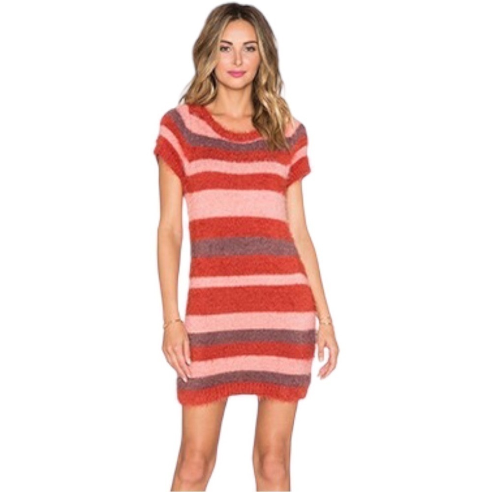 Knitz For Love & Lemons Red Striped Fleetwood Sweater Dress US S